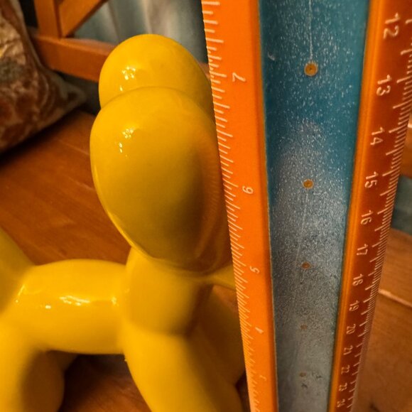 Balloon Dog Yellow Ceramic Figurine 7.5" Hx7" L Decorative Decor Statue Pop Art - Picture 7 of 9